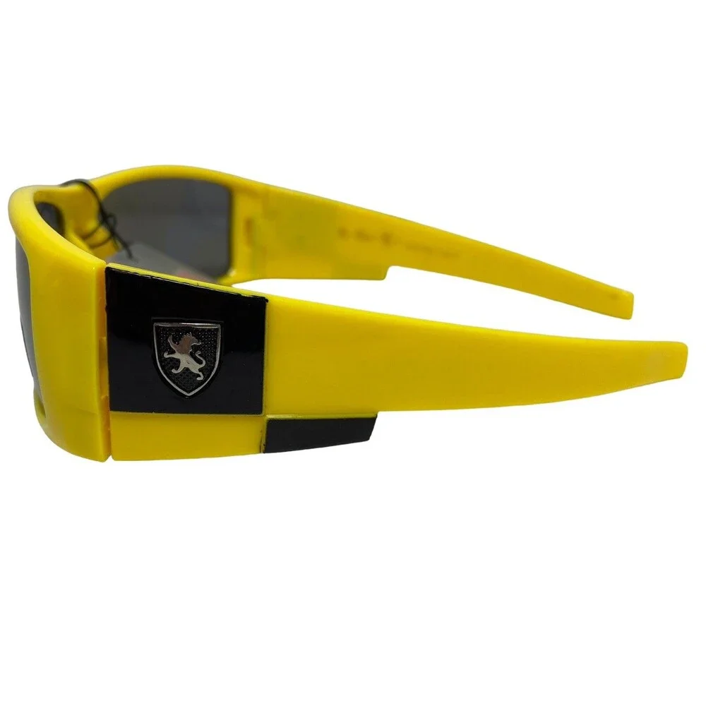 Khan Sunglasses Boys Yellow Plastic Sport Running Jogging Gray Lens NWTS